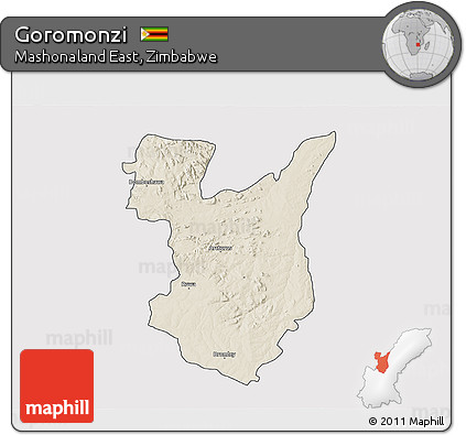 Shaded Relief 3D Map of Goromonzi, cropped outside