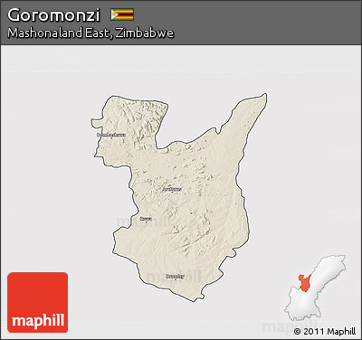 Shaded Relief 3D Map of Goromonzi, cropped outside