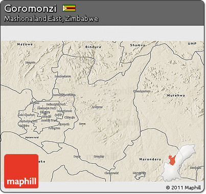 Shaded Relief 3D Map of Goromonzi