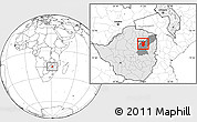 Blank Location Map of Goromonzi, highlighted country, highlighted parent region