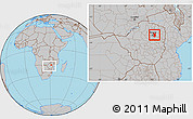 Gray Location Map of Goromonzi, within the entire country