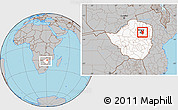 Gray Location Map of Goromonzi, highlighted country, within the entire country