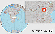 Gray Location Map of Goromonzi, highlighted parent region, within the entire country