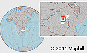 Gray Location Map of Goromonzi, highlighted parent region, hill shading