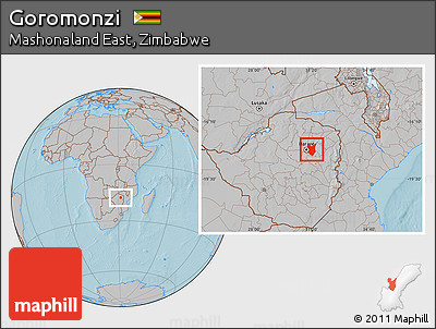 Gray Location Map of Goromonzi, hill shading
