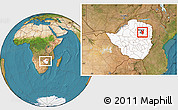 Satellite Location Map of Goromonzi, highlighted country, within the entire country