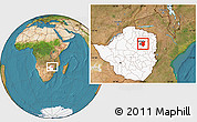 Satellite Location Map of Goromonzi, highlighted country