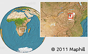 Satellite Location Map of Goromonzi, highlighted parent region, within the entire country