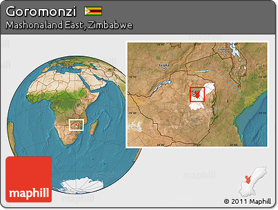 Satellite Location Map of Goromonzi, highlighted parent region
