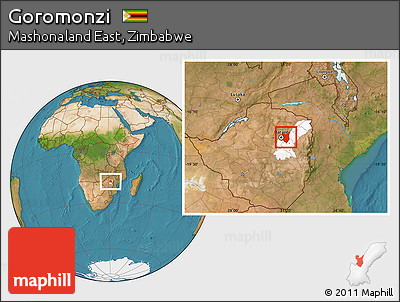 Satellite Location Map of Goromonzi, highlighted parent region
