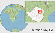 Savanna Style Location Map of Goromonzi, highlighted country