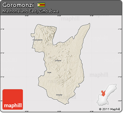 Shaded Relief Map of Goromonzi, cropped outside