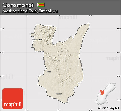 Shaded Relief Map of Goromonzi, cropped outside