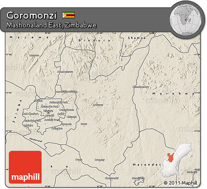Shaded Relief Map of Goromonzi