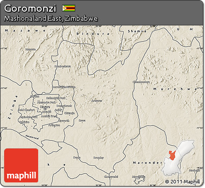 Shaded Relief Map of Goromonzi