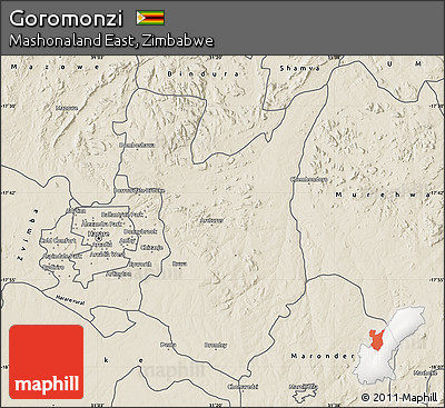 Shaded Relief Map of Goromonzi