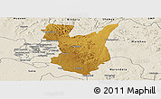 Physical Panoramic Map of Goromonzi, shaded relief outside