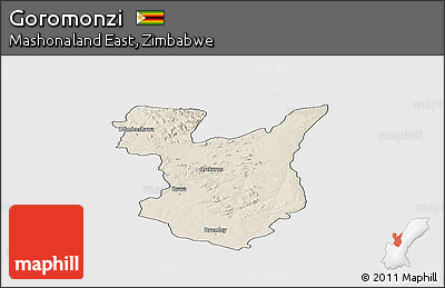 Shaded Relief Panoramic Map of Goromonzi, cropped outside