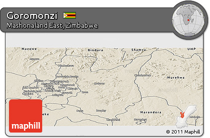 Shaded Relief Panoramic Map of Goromonzi