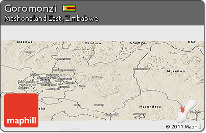 Shaded Relief Panoramic Map of Goromonzi