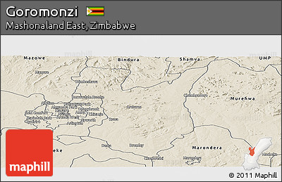 Shaded Relief Panoramic Map of Goromonzi