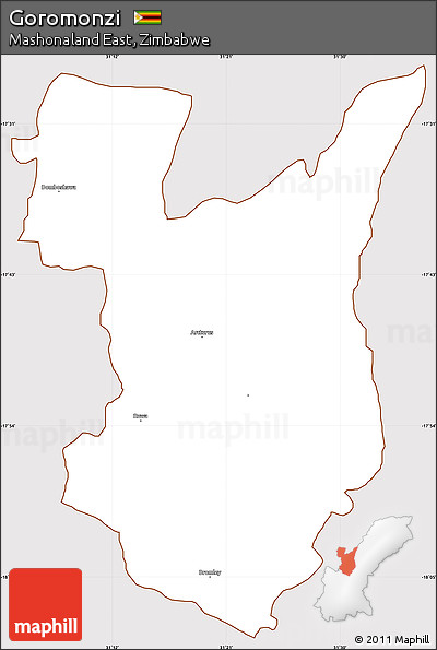 Classic Style Simple Map of Goromonzi, cropped outside
