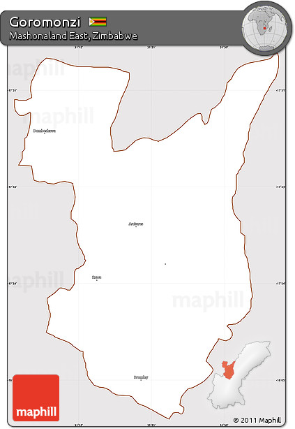 Classic Style Simple Map of Goromonzi, cropped outside