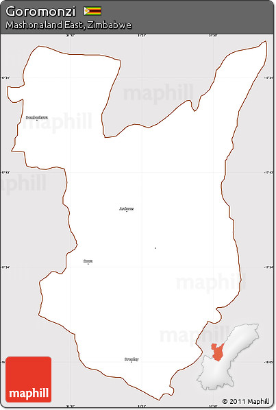Classic Style Simple Map of Goromonzi, cropped outside