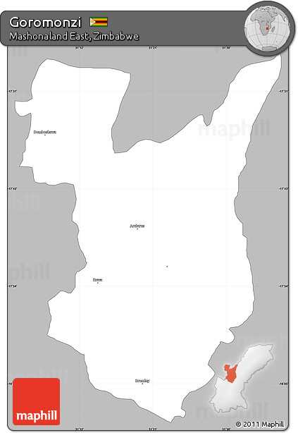 Gray Simple Map of Goromonzi, single color outside