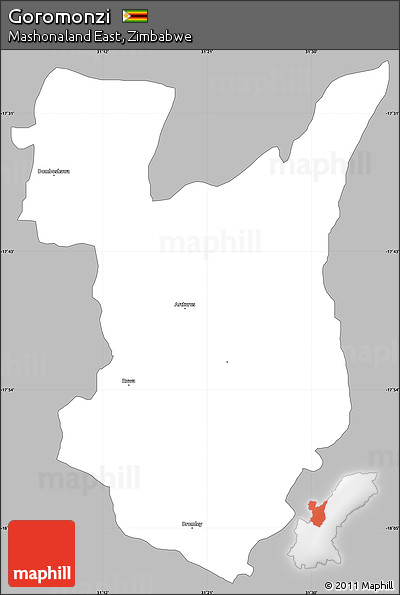 Gray Simple Map of Goromonzi, single color outside
