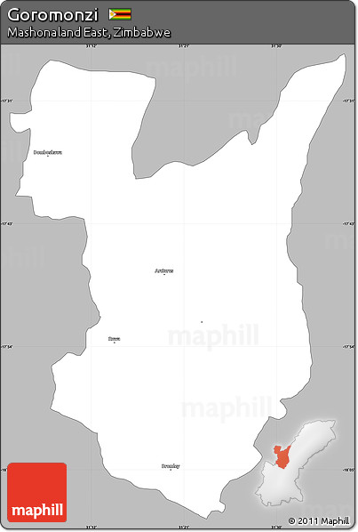 Gray Simple Map of Goromonzi, single color outside