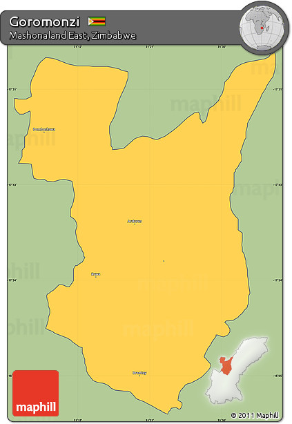 Savanna Style Simple Map of Goromonzi, cropped outside