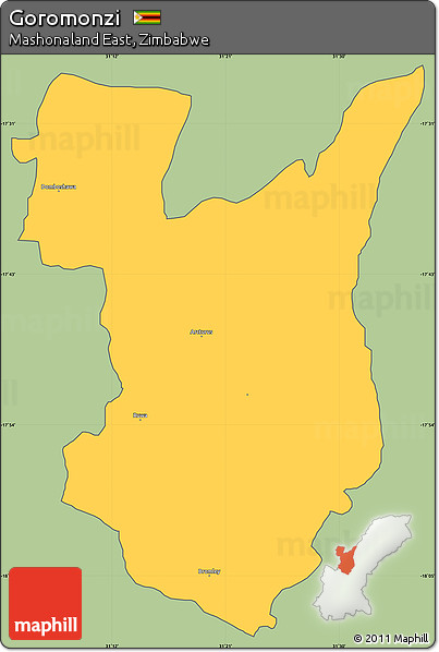 Savanna Style Simple Map of Goromonzi, cropped outside