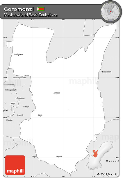 Silver Style Simple Map of Goromonzi
