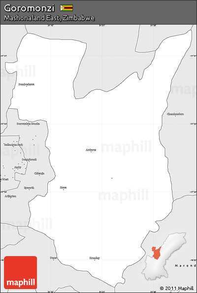 Silver Style Simple Map of Goromonzi