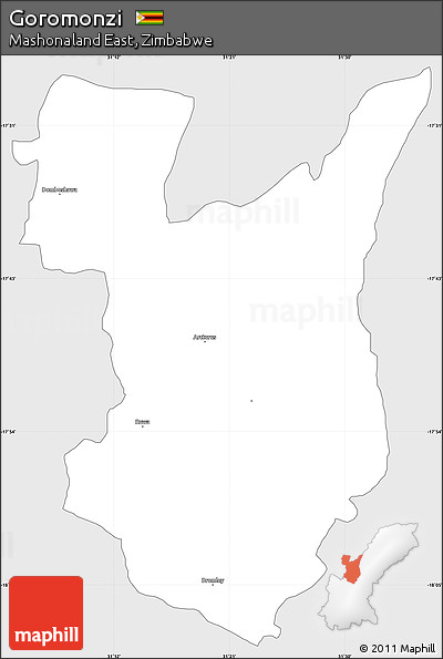 Silver Style Simple Map of Goromonzi, single color outside