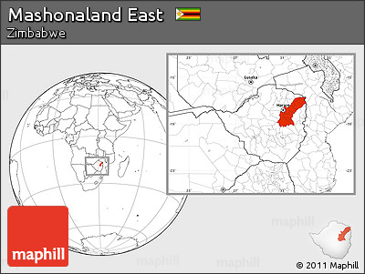 Blank Location Map of Mashonaland East, within the entire country