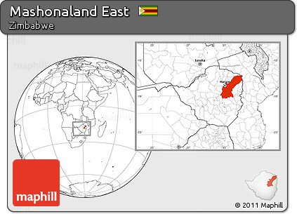 Blank Location Map of Mashonaland East, within the entire country
