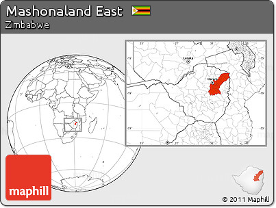 Blank Location Map of Mashonaland East, within the entire country