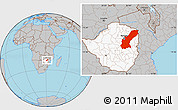 Gray Location Map of Mashonaland East, highlighted country