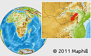 Physical Location Map of Mashonaland East, within the entire country