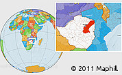 Political Location Map of Mashonaland East, highlighted country