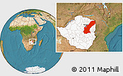 Satellite Location Map of Mashonaland East, highlighted country