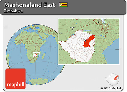 Savanna Style Location Map of Mashonaland East, highlighted country