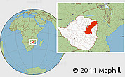 Savanna Style Location Map of Mashonaland East, highlighted country