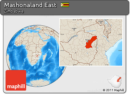 Shaded Relief Location Map of Mashonaland East