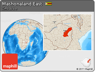 Shaded Relief Location Map of Mashonaland East