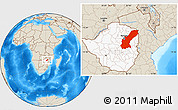 Shaded Relief Location Map of Mashonaland East, highlighted country