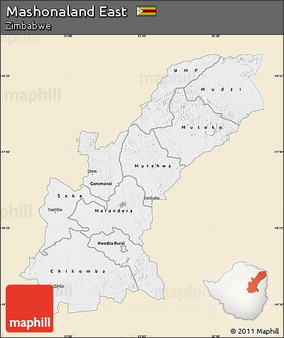 Classic Style Map of Mashonaland East, single color outside