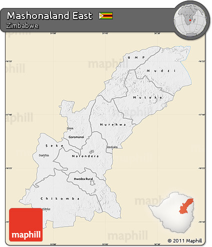 Classic Style Map of Mashonaland East, single color outside
